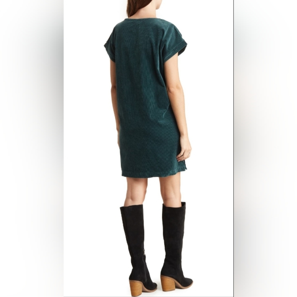 Wishlist Deep Teal Corduroy Shift Dress With Button Detail & Pockets Nordstrom - Picture 3 of 6
